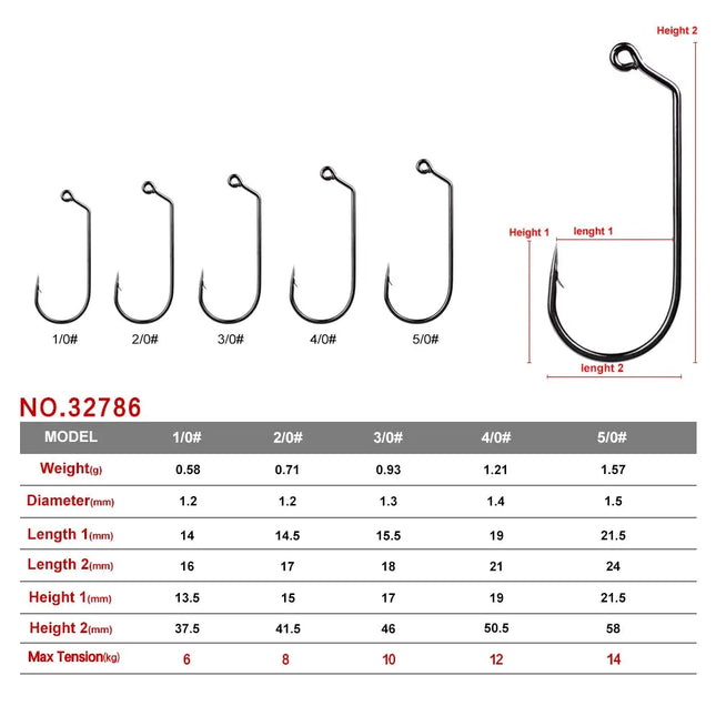 High Carbon steel 60 Degree Fishing Hooks Aberdeen Angle Jig Hook 32786 1/0#-5/0# Lureswholesale