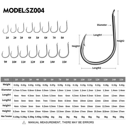 Iseama Fishhook High Carbon Steel Single Fishing Hook Flat Eye Worm Hooks with Barb 200pcs/bag Lureswholesale