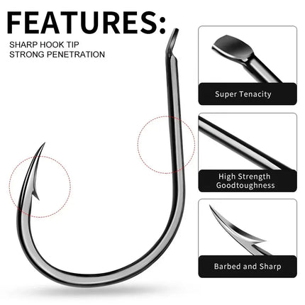 Iseama Fishhook High Carbon Steel Single Fishing Hook Flat Eye Worm Hooks with Barb 200pcs/bag Lureswholesale