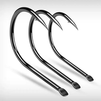 Iseama Fishhook High Carbon Steel Single Fishing Hook Flat Eye Worm Hooks with Barb Lureswholesale