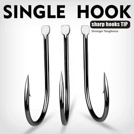 Iseama Fishhook High Carbon Steel Single Fishing Hook Flat Eye Worm Hooks with Barb Lureswholesale