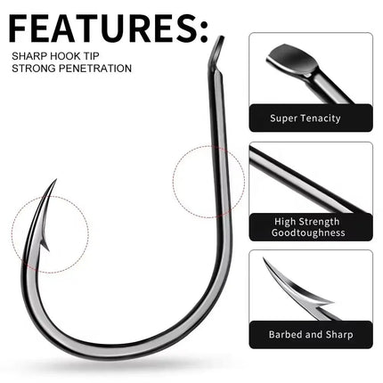 Iseama Fishhook High Carbon Steel Single Fishing Hook Flat Eye Worm Hooks with Barb Lureswholesale