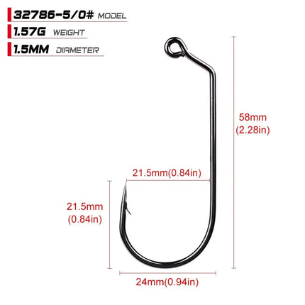 Jig Fishing Hook 32786 Round Bend Heavy Wire 60 Degree Jig Hook with Black Nickle 100pcs/bag Lureswholesale