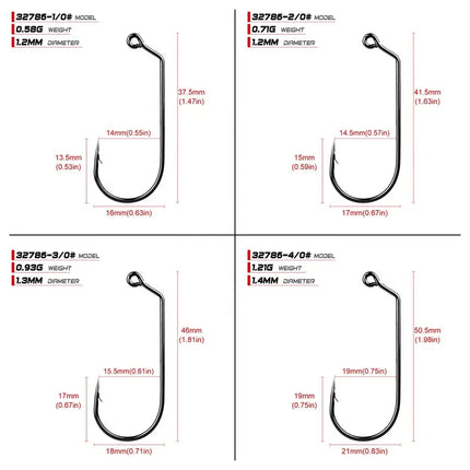 Jig Fishing Hook 32786 Round Bend Heavy Wire 60 Degree Jig Hook with Black Nickle 100pcs/bag Lureswholesale