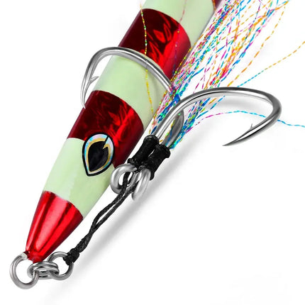 Jigging Fishing Hook Lure Assist Strong Hook Sea Saltwater Slow Jig Double Barbed Peche with Feather Jig Head Hook Lureswholesale