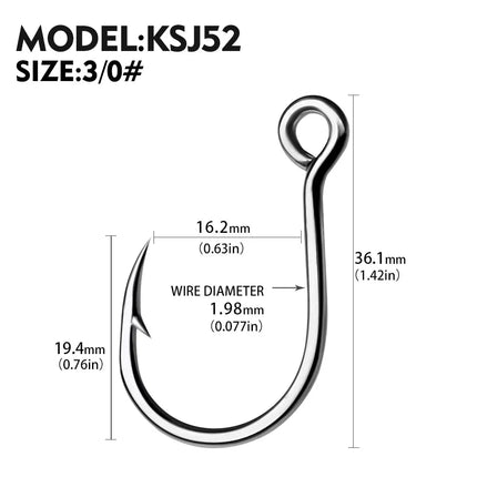 Jigging Fishing Hook Saltwater Big Hole Single Hooks Sea Jigs Fishhook High Strength TUNA Fish Hooks Lureswholesale