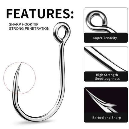 Jigging Fishing Hook Saltwater Big Hole Single Hooks Sea Jigs Fishhook High Strength TUNA Fish Hooks Lureswholesale