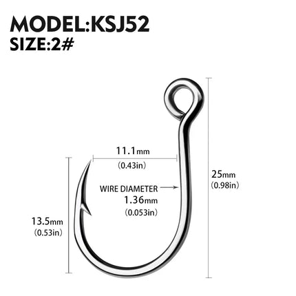 Jigging Fishing Hook Saltwater Big Hole Single Hooks Sea Jigs Fishhook High Strength TUNA Fish Hooks Lureswholesale