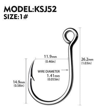 Jigging Fishing Hook Saltwater Big Hole Single Hooks Sea Jigs Fishhook High Strength TUNA Fish Hooks Lureswholesale