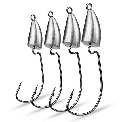 Lead Head Fishing Hook 5g 7g 10g 14g Bullet Jig Head Fish Hooks Weedless Offset Worm Hooks Texas Rigs Accessories Lureswholesale