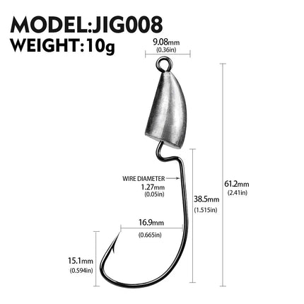 Lead Head Fishing Hook 5g 7g 10g 14g Bullet Jig Head Fish Hooks Weedless Offset Worm Hooks Texas Rigs Accessories Lureswholesale