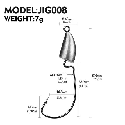 Lead Head Fishing Hook 5g 7g 10g 14g Bullet Jig Head Fish Hooks Weedless Offset Worm Hooks Texas Rigs Accessories Lureswholesale