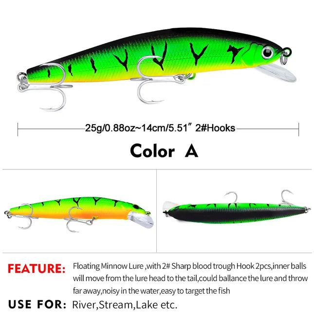 Lifelike Hard Plastic Minnow Fishing Lure 14cm 25g Sinking Saltwater Artificial Crankbait Wobblers Lureswholesale