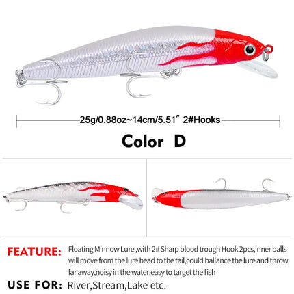 Lifelike Hard Plastic Minnow Fishing Lure 14cm 25g Sinking Saltwater Artificial Crankbait Wobblers Lureswholesale