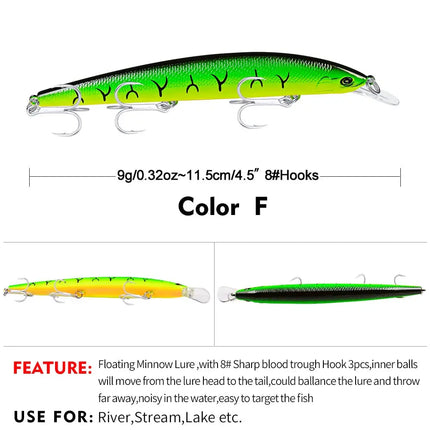 Luamino Bionic hard bait 115mm/9g big sea fishing yellow croaker eel belt fish culter bait DW456 Lureswholesale