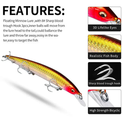 Luamino Bionic hard bait 115mm/9g big sea fishing yellow croaker eel belt fish culter bait DW456 Lureswholesale