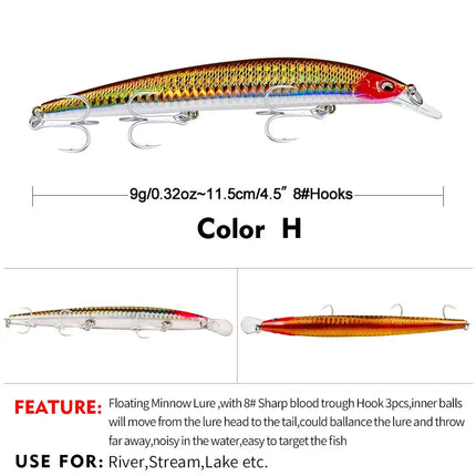 Luamino Bionic hard bait 115mm/9g big sea fishing yellow croaker eel belt fish culter bait DW456 Lureswholesale