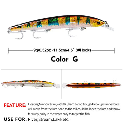 Luamino Bionic hard bait 115mm/9g big sea fishing yellow croaker eel belt fish culter bait DW456 Lureswholesale