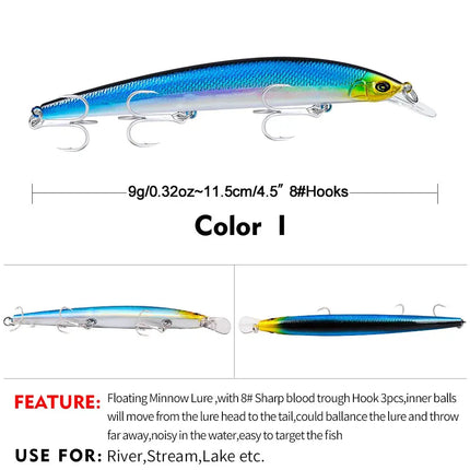 Luamino Bionic hard bait 115mm/9g big sea fishing yellow croaker eel belt fish culter bait DW456 Lureswholesale