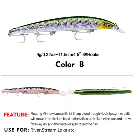 Luamino Bionic hard bait 115mm/9g big sea fishing yellow croaker eel belt fish culter bait DW456 Lureswholesale