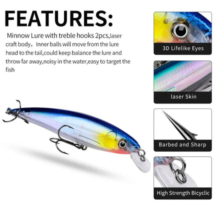 Luminous Minnow Fishing Lure Artificial Bass Bait Sinking Floating Saltwater Fishing Lure Long Casting Bass Bait Lureswholesale