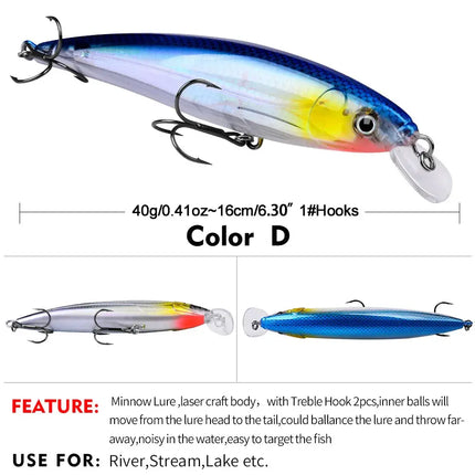 Luminous Minnow Fishing Lure Artificial Bass Bait Sinking Floating Saltwater Fishing Lure Long Casting Bass Bait Lureswholesale