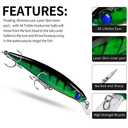 Luya bait 11cm, 13.4g Luya Minnow plastic hard bait Bionic bait Black fish all lure Lureswholesale