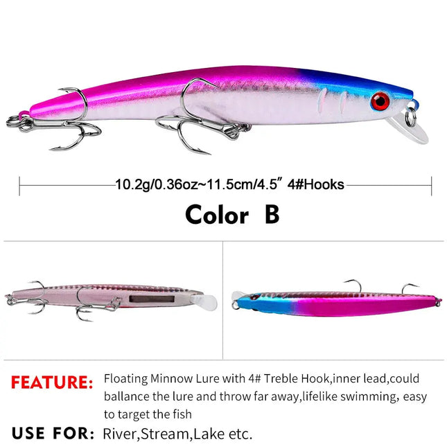 Luya bait Tip Luya Bait 11.5cm Minnow 10.2g plastic Minnow bait DW1028 Lureswholesale