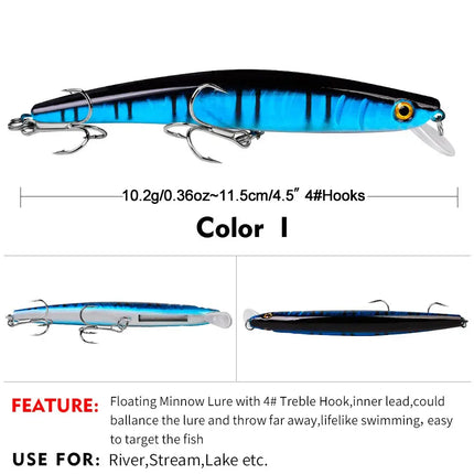 Luya bait Tip Luya Bait 11.5cm Minnow 10.2g plastic Minnow bait DW1028 Lureswholesale