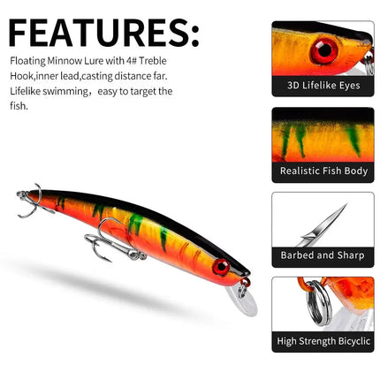 Luya bait Tip Luya Bait 11.5cm Minnow 10.2g plastic Minnow bait DW1028 Lureswholesale