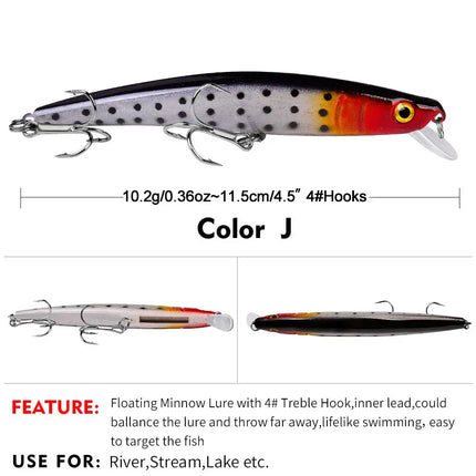 Luya bait Tip Luya Bait 11.5cm Minnow 10.2g plastic Minnow bait DW1028 Lureswholesale