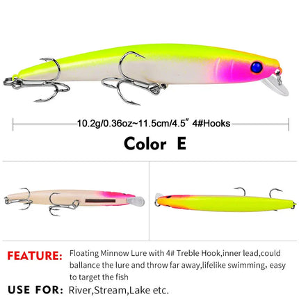 Luya bait Tip Luya Bait 11.5cm Minnow 10.2g plastic Minnow bait DW1028 Lureswholesale