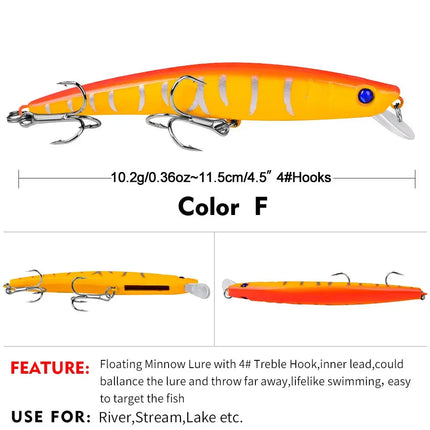 Luya bait Tip Luya Bait 11.5cm Minnow 10.2g plastic Minnow bait DW1028 Lureswholesale