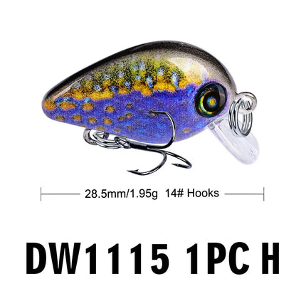 Mini Crankbait 2.85cm 1.95g Printing Minnow Fishing Lure Crank Bait Hard Wobblers Fishing Tackle Lureswholesale