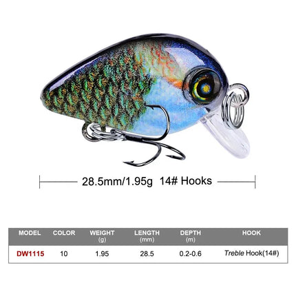 Mini Crankbait 2.85cm 1.95g Printing Minnow Fishing Lure Crank Bait Hard Wobblers Fishing Tackle Lureswholesale