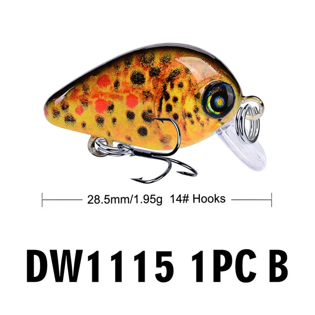 Mini Crankbait 2.85cm 1.95g Printing Minnow Fishing Lure Crank Bait Hard Wobblers Fishing Tackle Lureswholesale