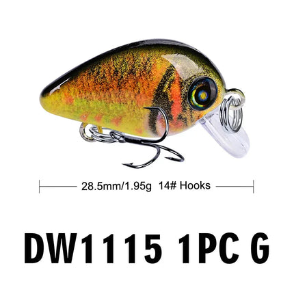 Mini Crankbait 2.85cm 1.95g Printing Minnow Fishing Lure Crank Bait Hard Wobblers Fishing Tackle Lureswholesale