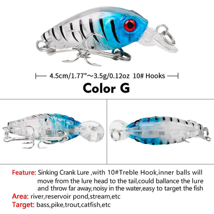 Mini Crankbait 45mm 3.5g Fishing Lure Swimbait Minnow Wobbler Floating Hard Lure for Bass Trout Pike Lureswholesale