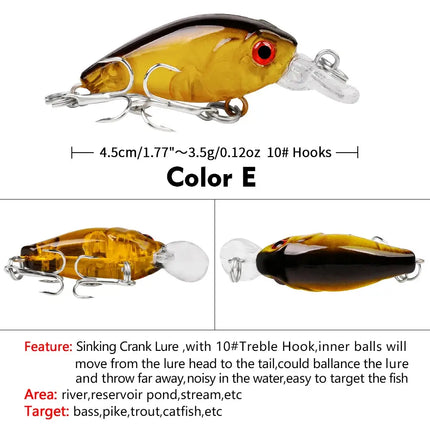 Mini Crankbait 45mm 3.5g Fishing Lure Swimbait Minnow Wobbler Floating Hard Lure for Bass Trout Pike Lureswholesale