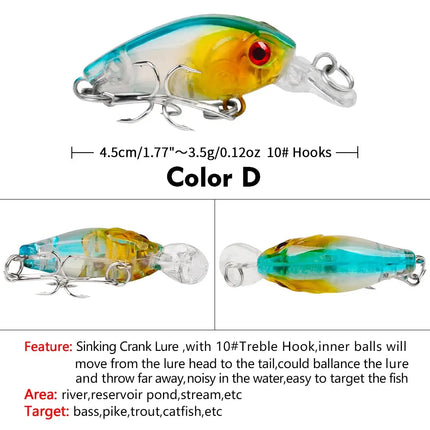 Mini Crankbait 45mm 3.5g Fishing Lure Swimbait Minnow Wobbler Floating Hard Lure for Bass Trout Pike Lureswholesale