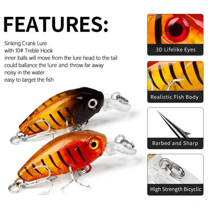 Mini Crankbait 45mm 3.5g Fishing Lure Swimbait Minnow Wobbler Floating Hard Lure for Bass Trout Pike Lureswholesale