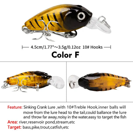 Mini Crankbait 45mm 3.5g Fishing Lure Swimbait Minnow Wobbler Floating Hard Lure for Bass Trout Pike Lureswholesale