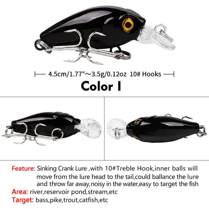 Mini Crankbait 45mm 3.5g Fishing Lure Swimbait Minnow Wobbler Floating Hard Lure for Bass Trout Pike Lureswholesale