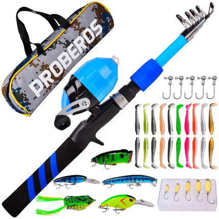 Mini Telescopic Pole Kits Children Portable Fishing Rod and Reel Combo Set with Wheel and Bait Tackle Box Lureswholesale