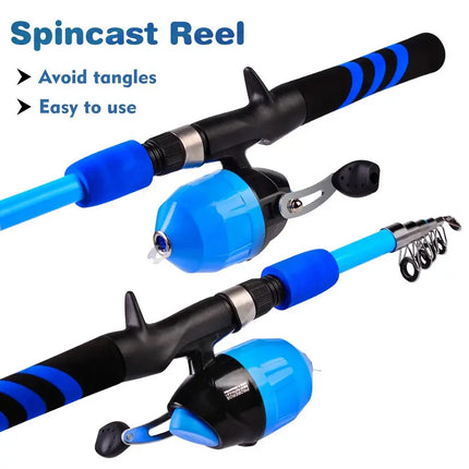 Mini Telescopic Pole Kits Children Portable Fishing Rod and Reel Combo Set with Wheel and Bait Tackle Box Lureswholesale