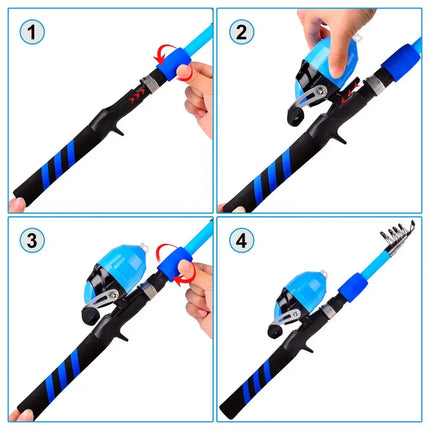 Mini Telescopic Pole Kits Children Portable Fishing Rod and Reel Combo Set with Wheel and Bait Tackle Box Lureswholesale