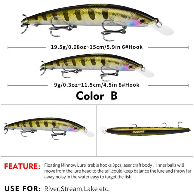 Minnow Fishing Lure 11.5cm 15cm Saltwater Floating Swimbait Crank Wobblers Long Casting Hard Fishing Lure Lureswholesale