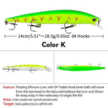 Minnow Fishing Lure 3D Lifelike Eyes Hard Bass Bait Wobblers Swimbait Fishing Tackle Lureswholesale