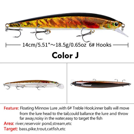 Minnow Fishing Lure 3D Lifelike Eyes Hard Bass Bait Wobblers Swimbait Fishing Tackle Lureswholesale