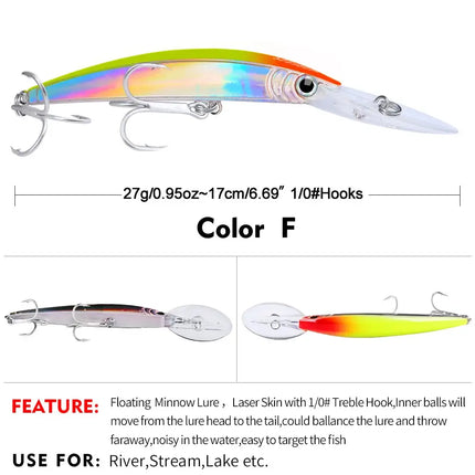 Minnow Fishing Lures 27g 17cm Fishing Bait Lure Hooks Artificial Hard Minnow Plastic Bass Bait Customized Lureswholesale